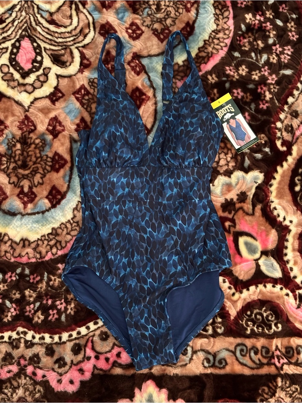 Roots Blue Patterned One-Piece Swimwear